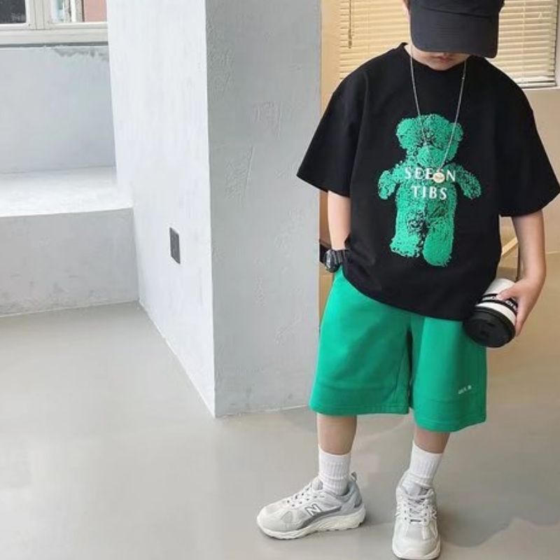Áo thun BXPB cotton ngắn tay in họa tiết thời trang mùa hè cho bé trai từ 3-15 tuổi