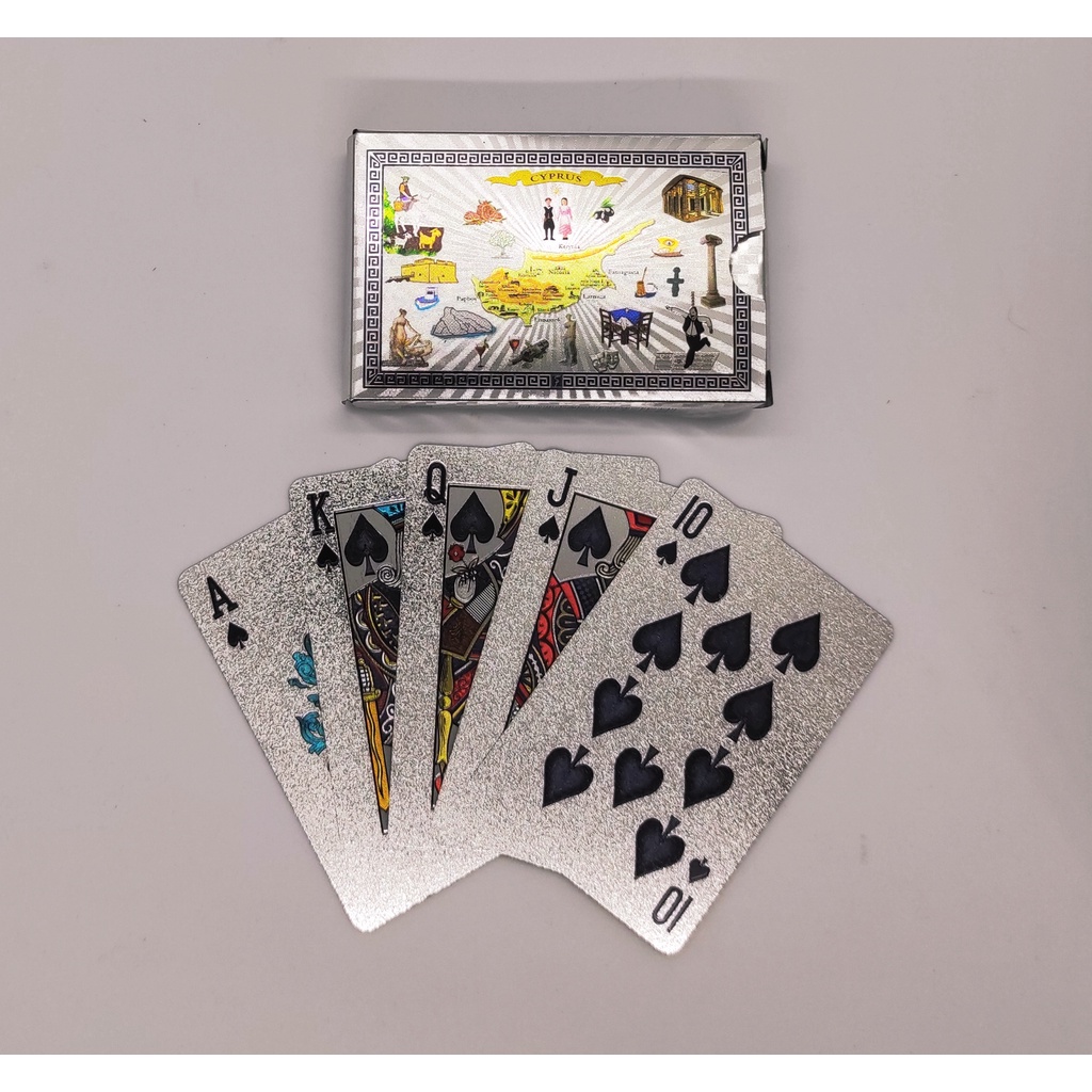 BN 26 , Bộ bài tây nhựa mã màu vàng và bạc hàng cao cấp chống nước 100% Plastic