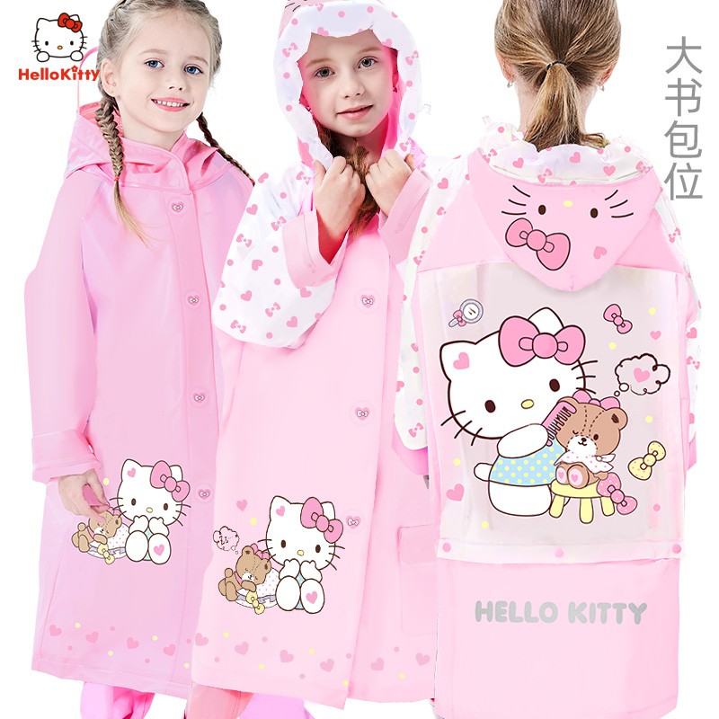 Áo mưa trẻ em cao cấp, Áo mưa cho bé hoạt hình Hello Kitty ngộ nghĩnh siêu kute