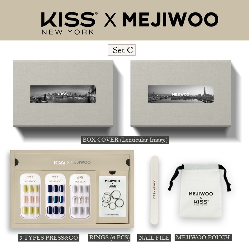 [KISS NEW YORK X MEJIWOO] Collaboration Box Set Bộ Sản Phẩm Móng Tay - 4 Món