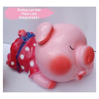 Heo Đất Ngủ - Lợn Đất size khủng 35cm siêu dễ thương (Tặng kèm tranh cát)