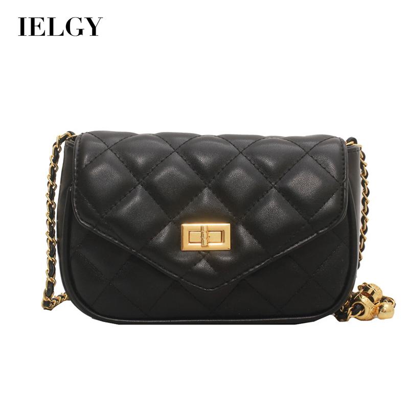 Túi Đeo Chéo Hình Vuông Cỡ Nhỏ Màu Đen Phối Dây Xích Thời Trang Cho Nữ