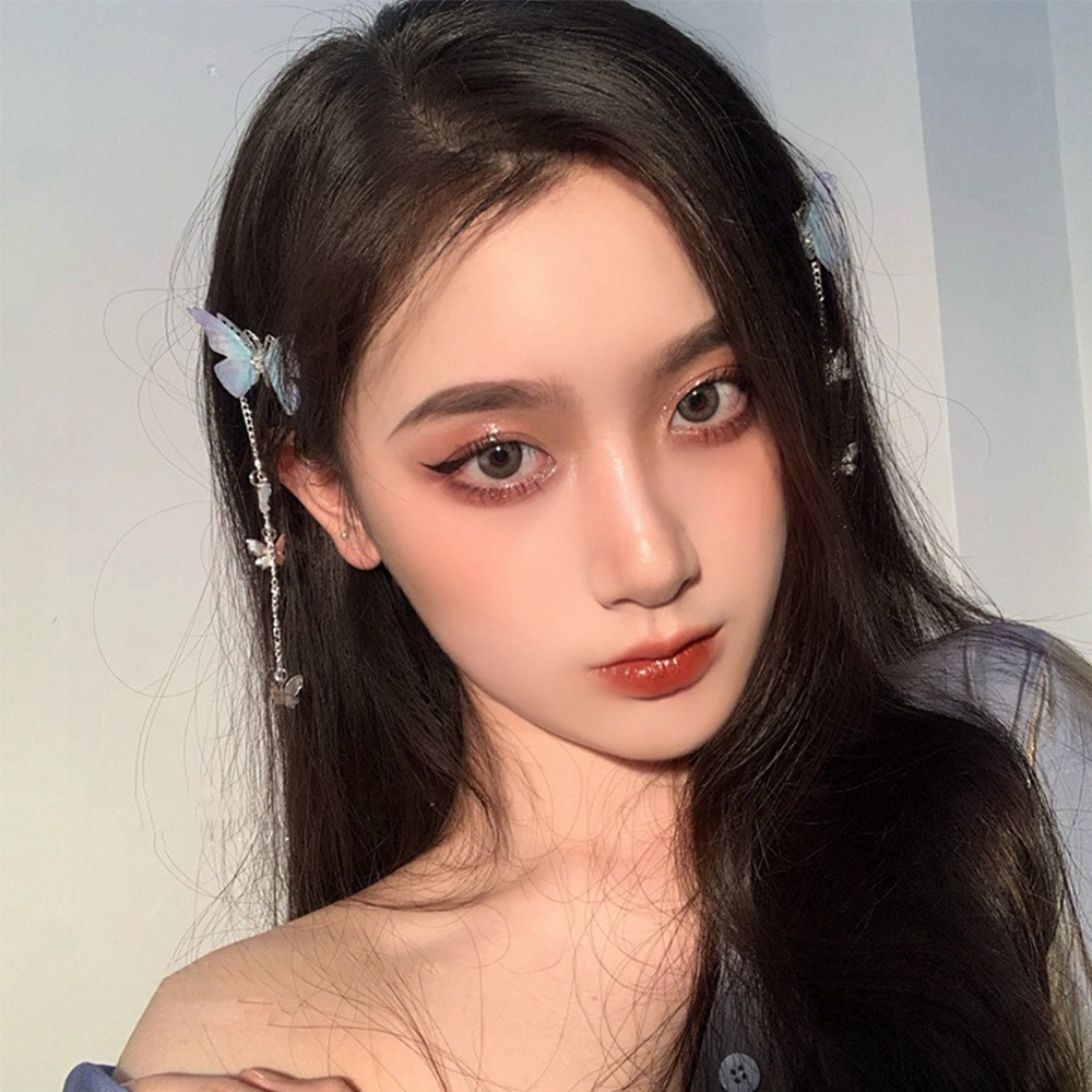 1 cặp kẹp tóc hình bươm bướm phối tua rua nhiều màu phong cách cổ điển cho bé gái