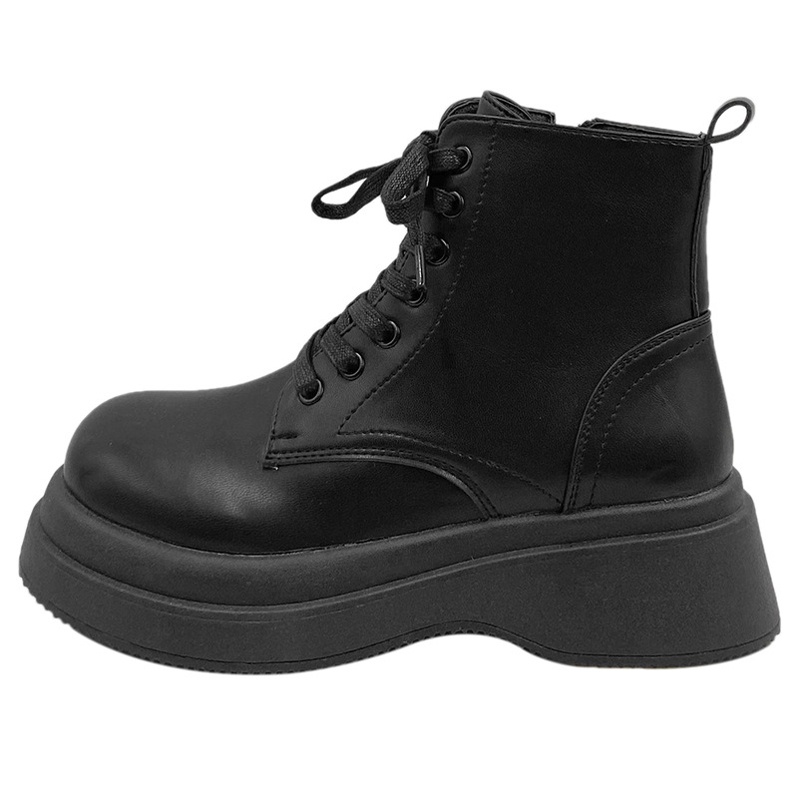 Giày bốt martin IELGY mỏng màu đen phong cách retro cá tính thời trang cho nữ