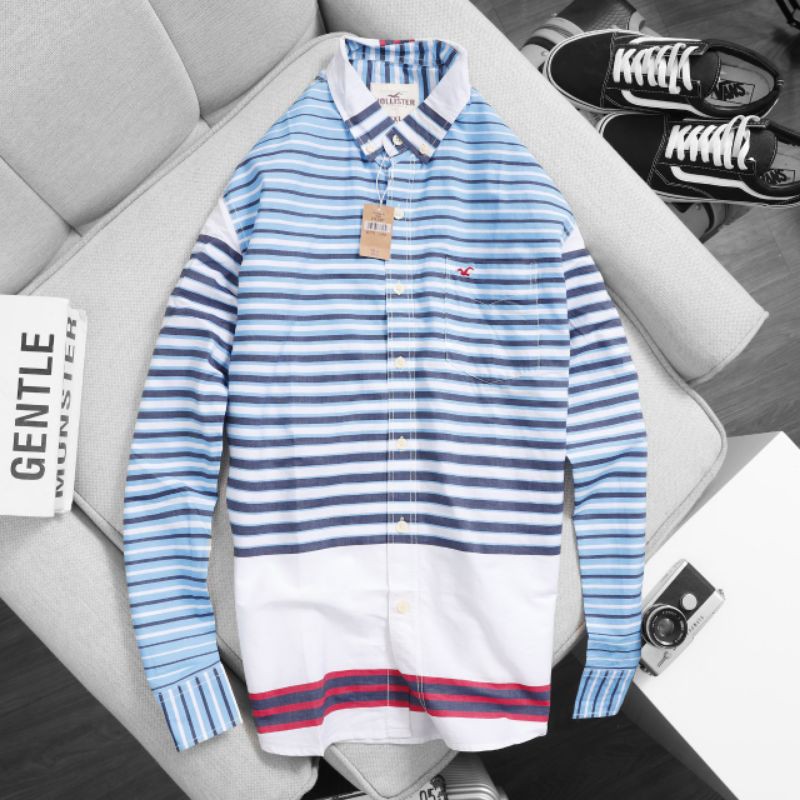 Áo sơ mi nam dài tay cotton sọc ngang XXL