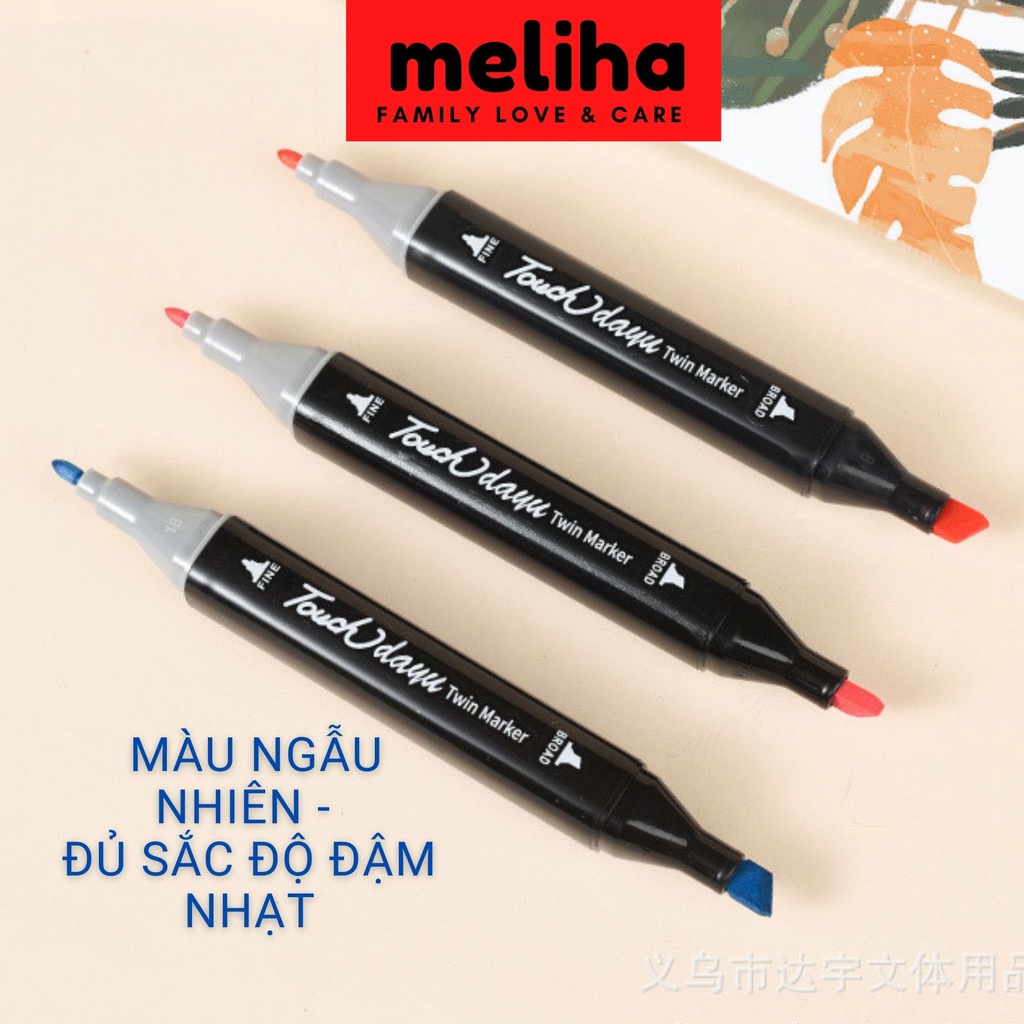 Túi bút dạ 48 màu, bút lông Mika màu tươi thắm ngẫu nhiên đủ các tông độ, Meliha tặng gói khăn giấy