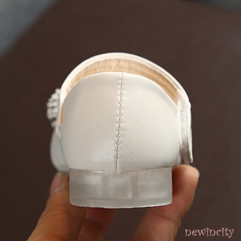 Giày búp bê da PU đính nơ dễ thương cho bé gái