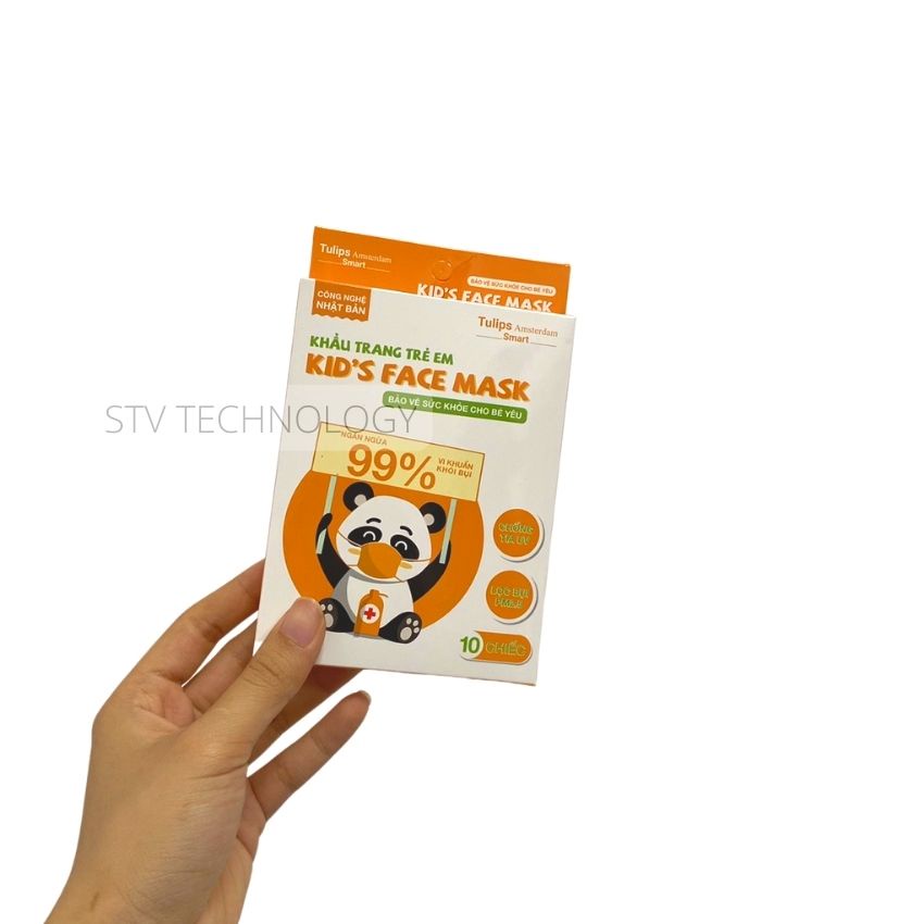 20 Khẩu Trang Trẻ Em - Kid's Face Mask Hiệu Tulips 4 Lớp Kháng Khuẩn Màu Trắng Cho Bé