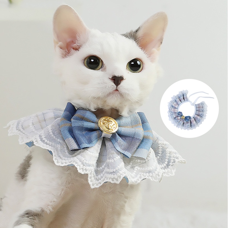 Khăn Choàng Cổ Đính Nơ Họa Tiết Sọc Caro Dành Cho Thú Cưng