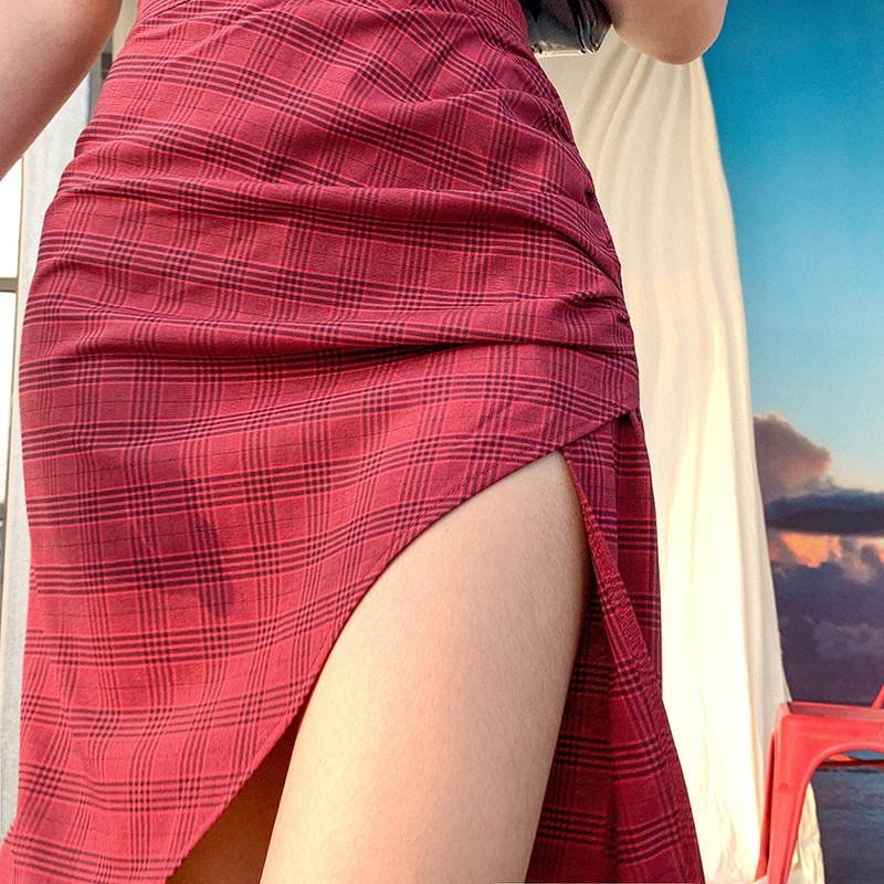 DUNEA Phụ Nữ Mới đến Không Thường Xuyên Gói Hông Váy Xẻ Giữa Gợi Cảm