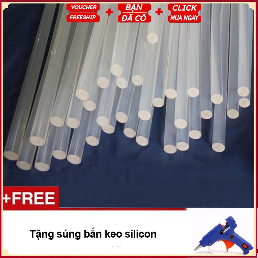 #Bộ 10 Cây Keo Silicon 15Cm/25Cm + Tặng Máy Bắn Keo Nến 20W Sịn - Sửa Chữa Gia Đình, Làm Đồ Hand Made