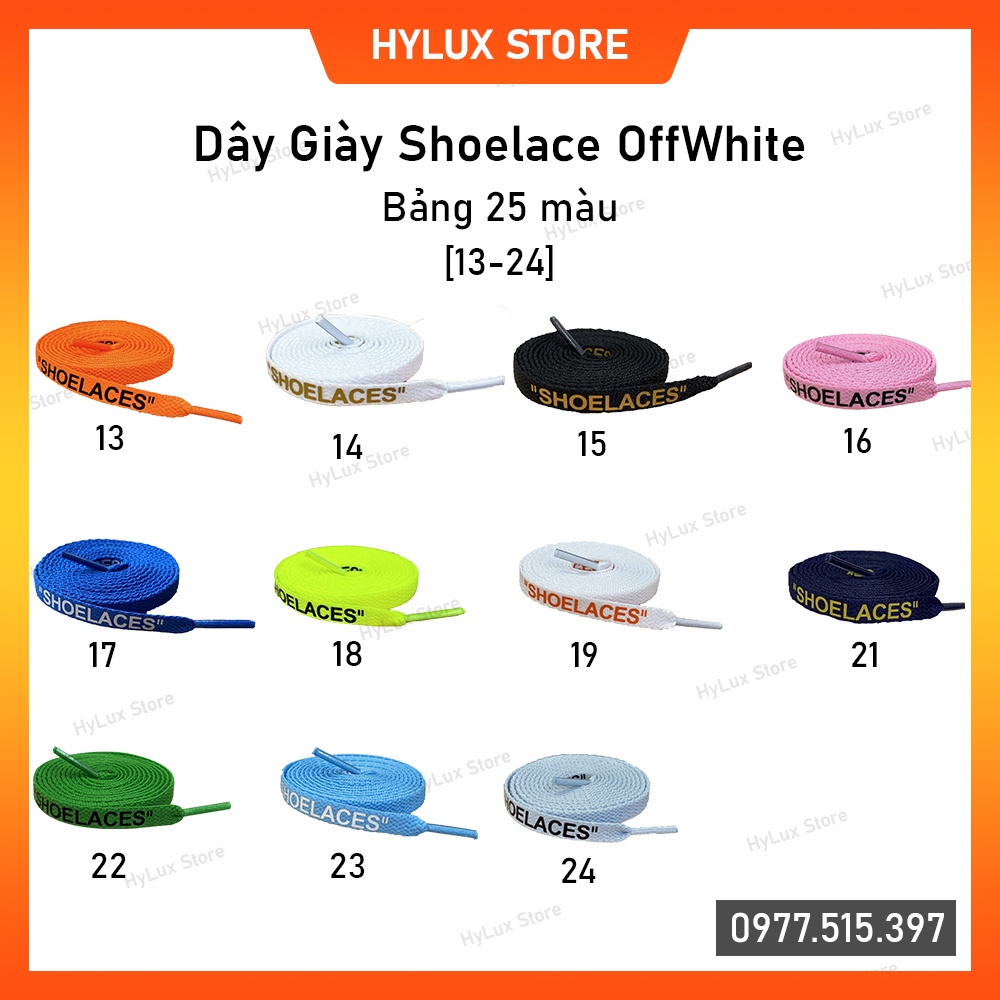 [25 màu] Dây giày Jordan 1 SHOELACE OFFWHITE (12 màu đầu)