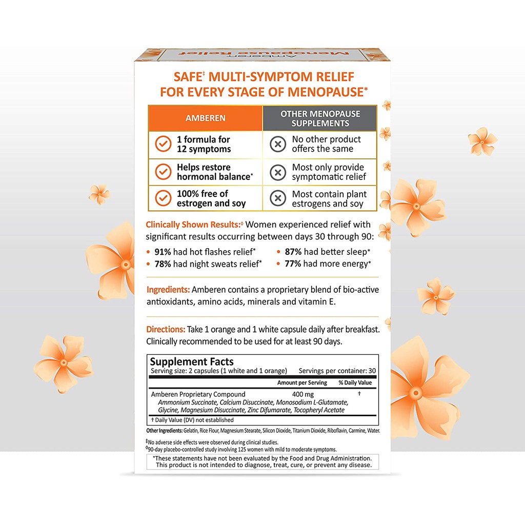 [DATE 31/12/2023] Cân bằng nội tiết tố giai đoạn mãn kinh Amberen Multi-Symptom Menopause Relief 60 viên