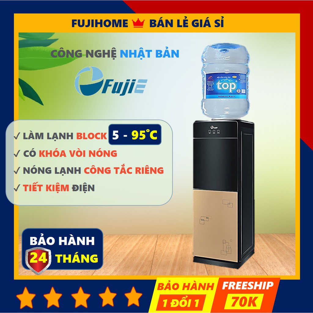 [BH 24 THÁNG] Cây nước nóng lạnh cao cấp Fujie WD1700C, bình lọc máy lọc nước nóng lạnh uống an toàn mini công nghệ Nhật