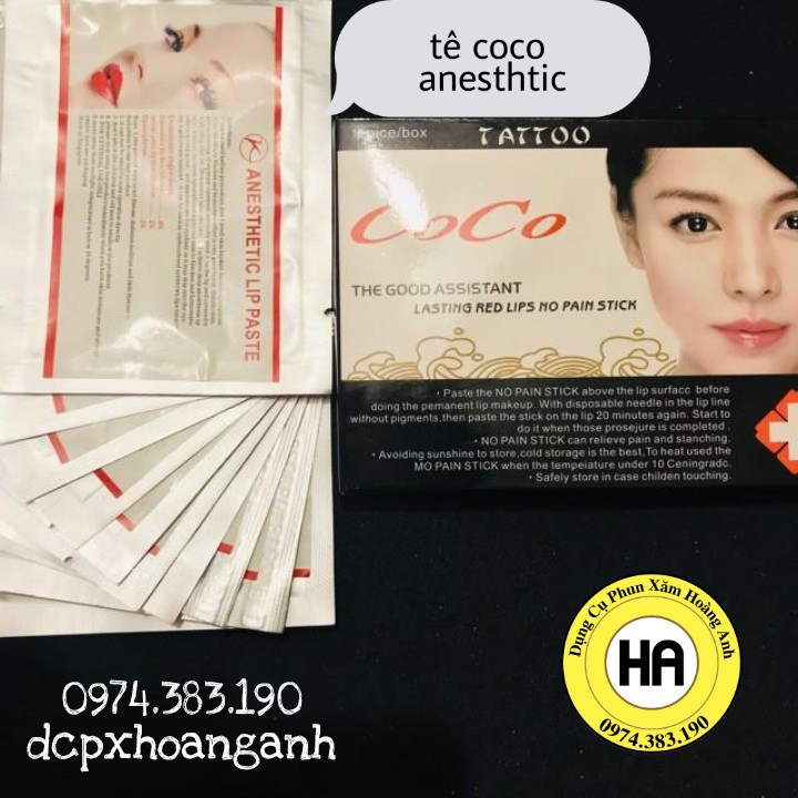 Miếng ủ môi Anesthetic ( ủ Coco) phun xăm của Singapore (10 miếng) |dcpxhoanganh