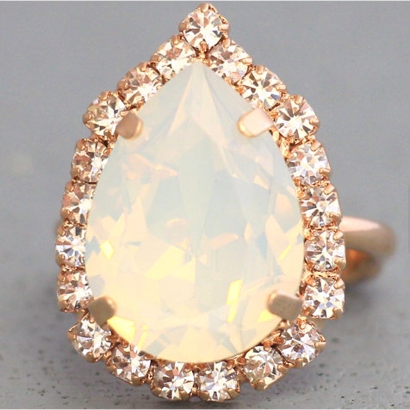Nhẫn bạc mặt đá Opal tự nhiên