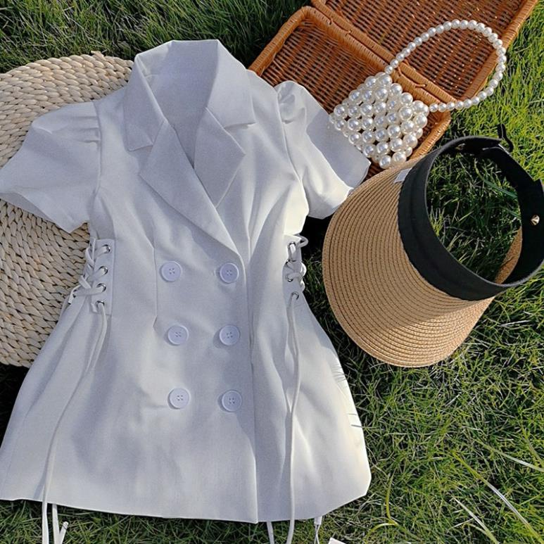 Váy bé gái phong cách Hàn quốc, size 9-28kg dáng vest có dây đan 2 bên hông cực sành điệu Hongvibaby