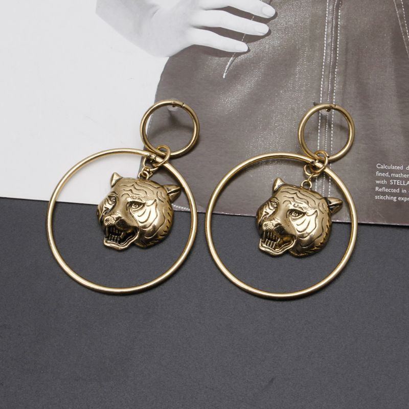 Bông Tai Hình Đầu Hổ Thiết Kế Đơn Giản Thời Trang Dự Tiệc Cho Nữ