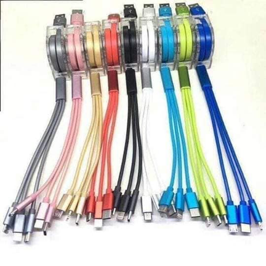 CÁP SẠC 3 ĐẦU SAMSUNG, IPHONE 4, IPHONE 5, IPHONE 6, NOTE 3… DÂY RÚT THẾ HỆ MỚI