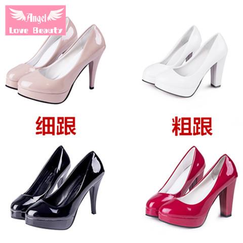 Giày Cao Gót Da Bóng Dày Dặn Cá Tính Thời Trang Xuân Thu Cho Nữ Size 34-42 2022