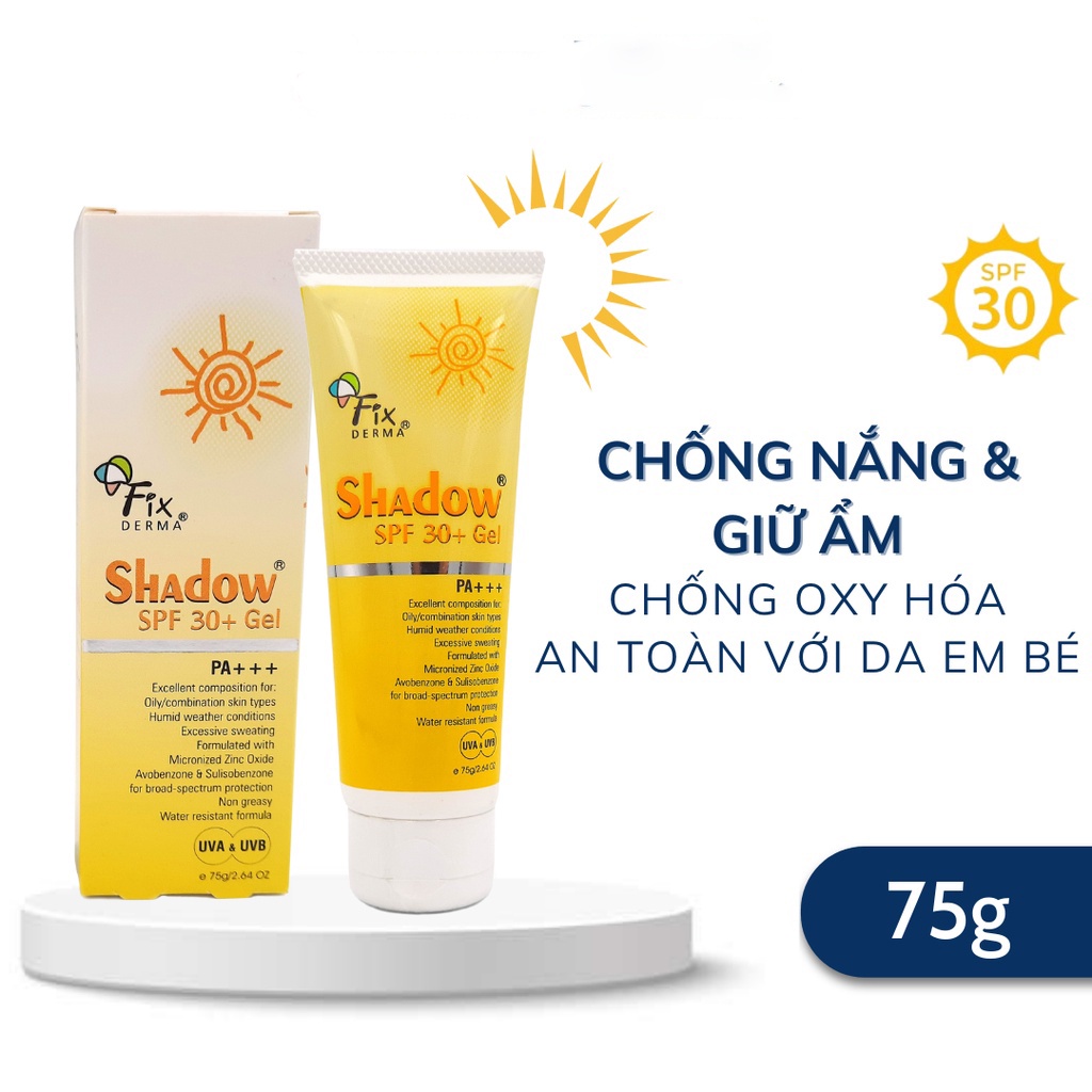 [MẪU MỚI] Kem Chống Nắng Phổ Rộng Fixderma Shadow Mỏng Nhẹ Không Gây Bí Da SPF50 Cream SPF 30 Gel Nhập Khẩu Chính Hãng