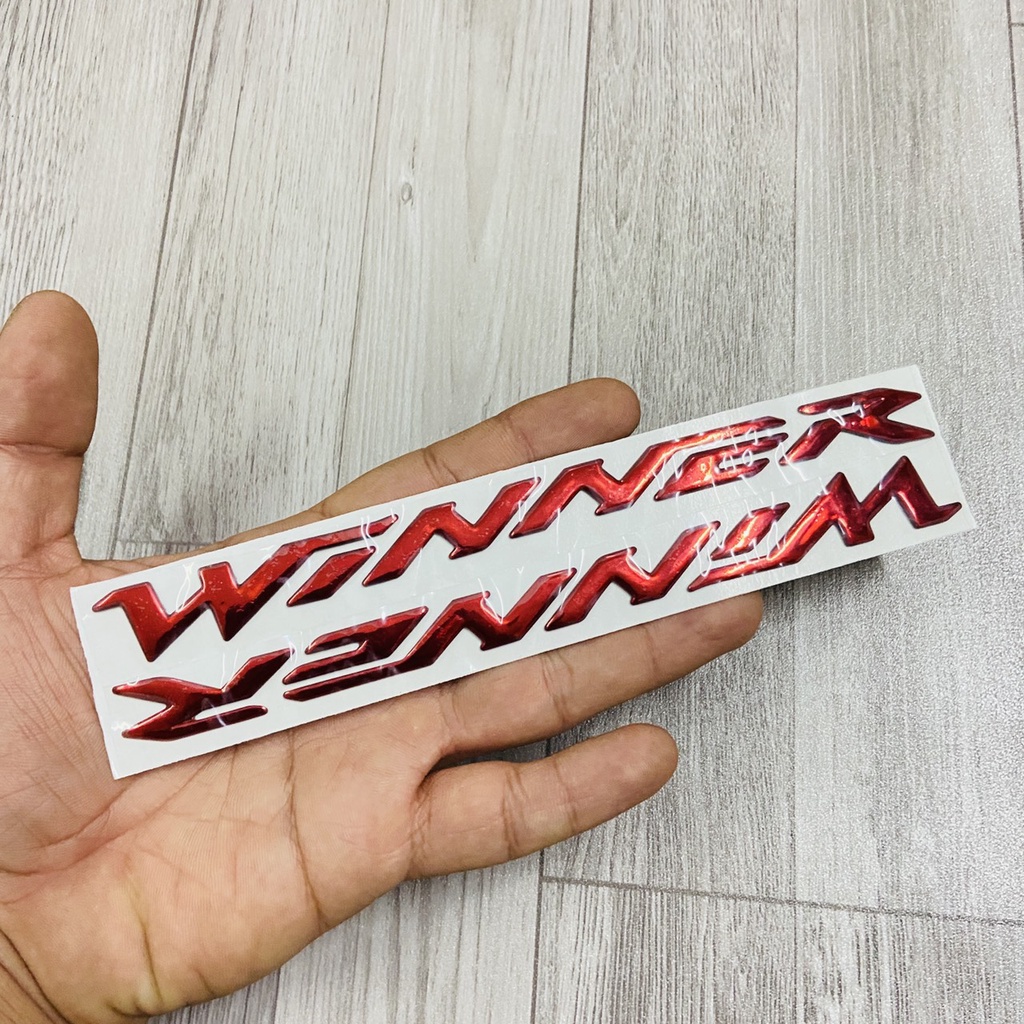 Bộ tem chữ WINNER mạ chrome sáng bóng dán trang trí xe Honda Winner V1