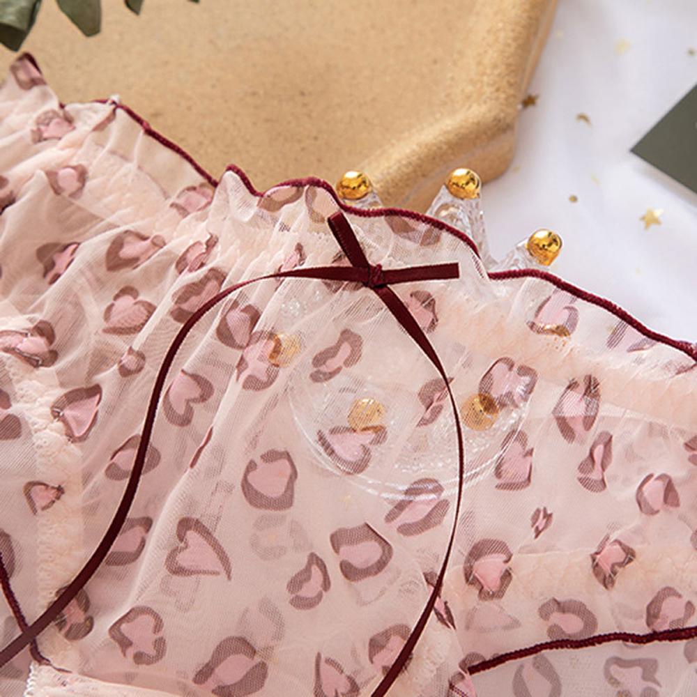 Quần Lót Lưới Xuyên Thấu Họa Tiết Da Báo Đính Nơ Gợi Cảm Cho Nữ