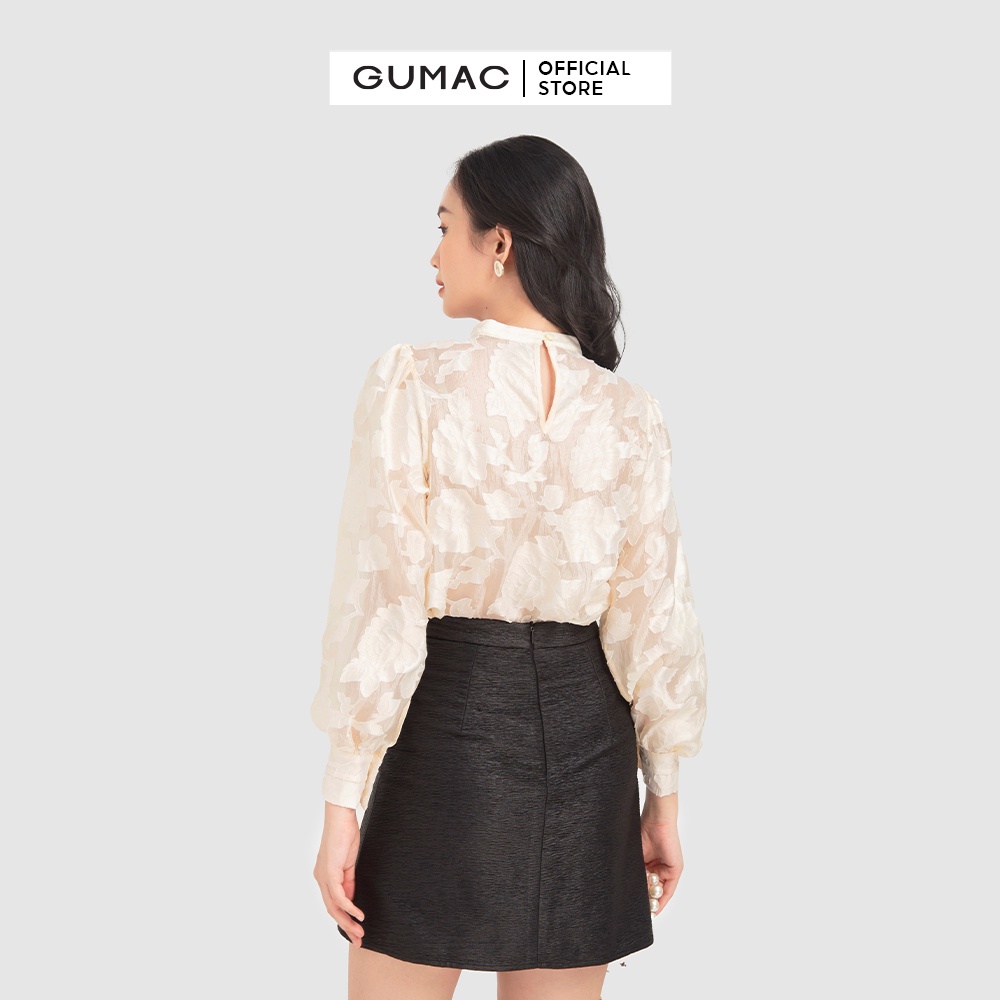 Áo voan hoa nổi cổ tròn AB12012 GUMAC( không kèm áo lót trong) mẫu mới | BigBuy360 - bigbuy360.vn