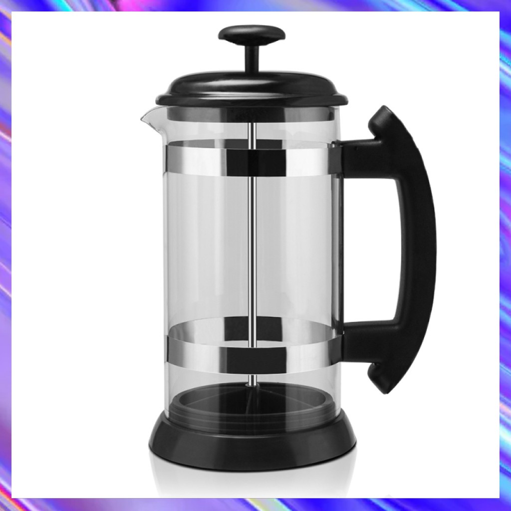 1000ML Caffettiera Portable Stainless Steel Coffee Press French Press Maker Transparent Pot with Borosilicate Glass