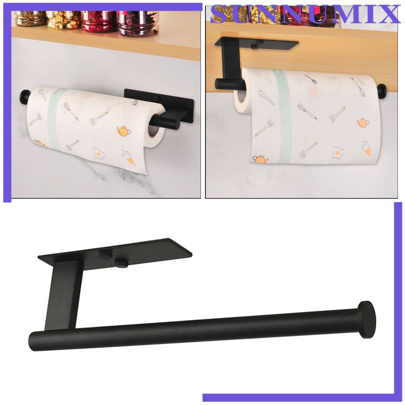 Paper Towel Holder under Cabinet Kitchen Roll Organizer Bathroom Towel Rolls Plastic Wrap Storage Accessories