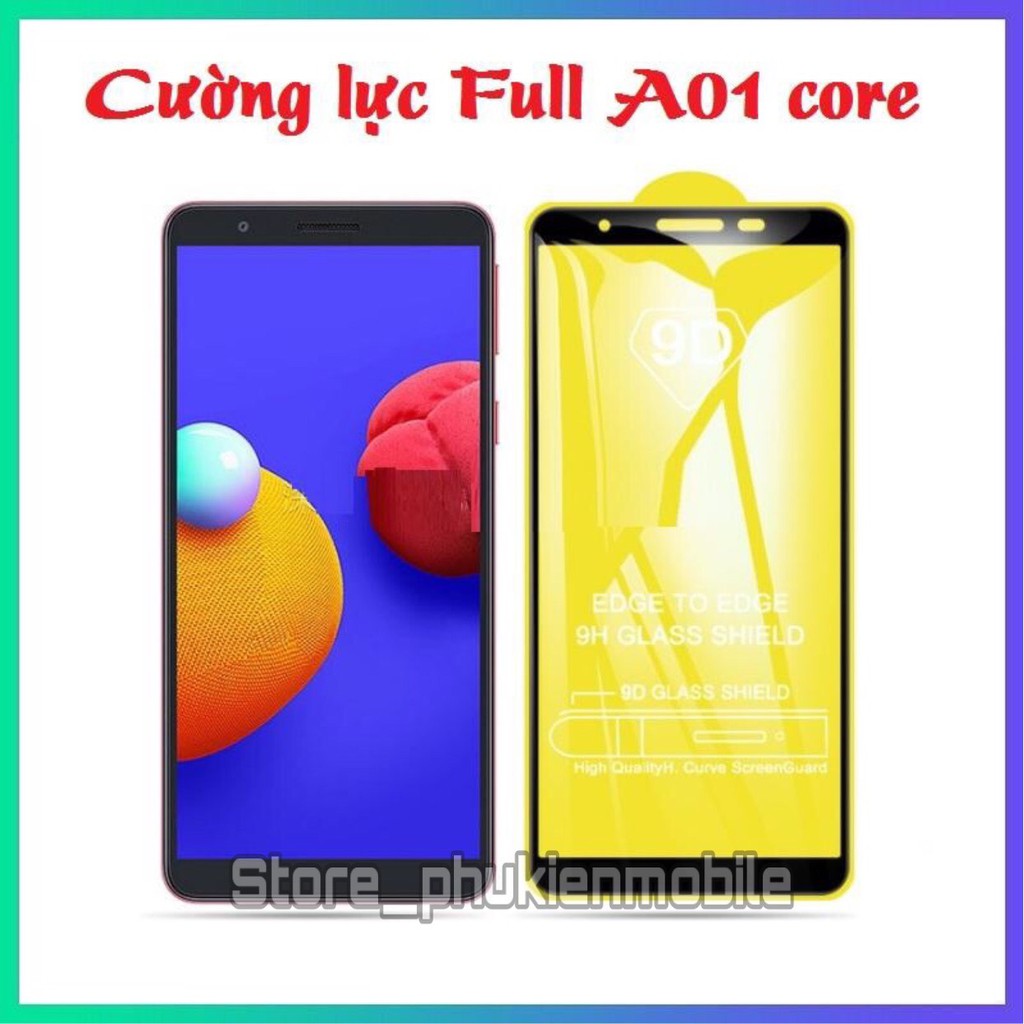 Kính cường lực Samsung A01 CORE full màn hình tặng kèm keo chống hở mép