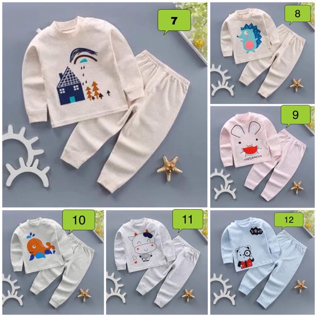 Bộ cotton cài vai cho bé