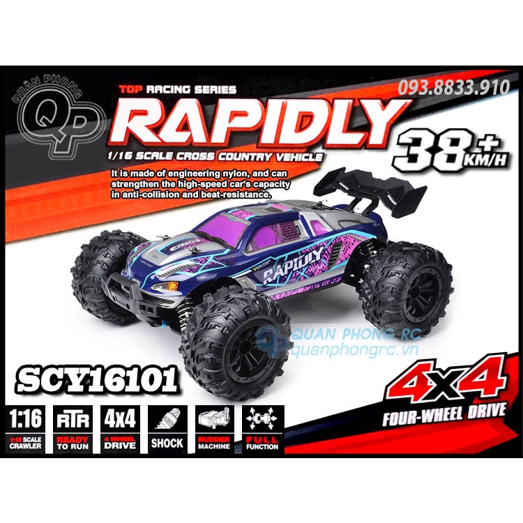 Xe Điều Khiển SCY 16101 RAPIDLY 1/16 2.4G 4WD High Speed RC Truck Car With Head-up Wheels