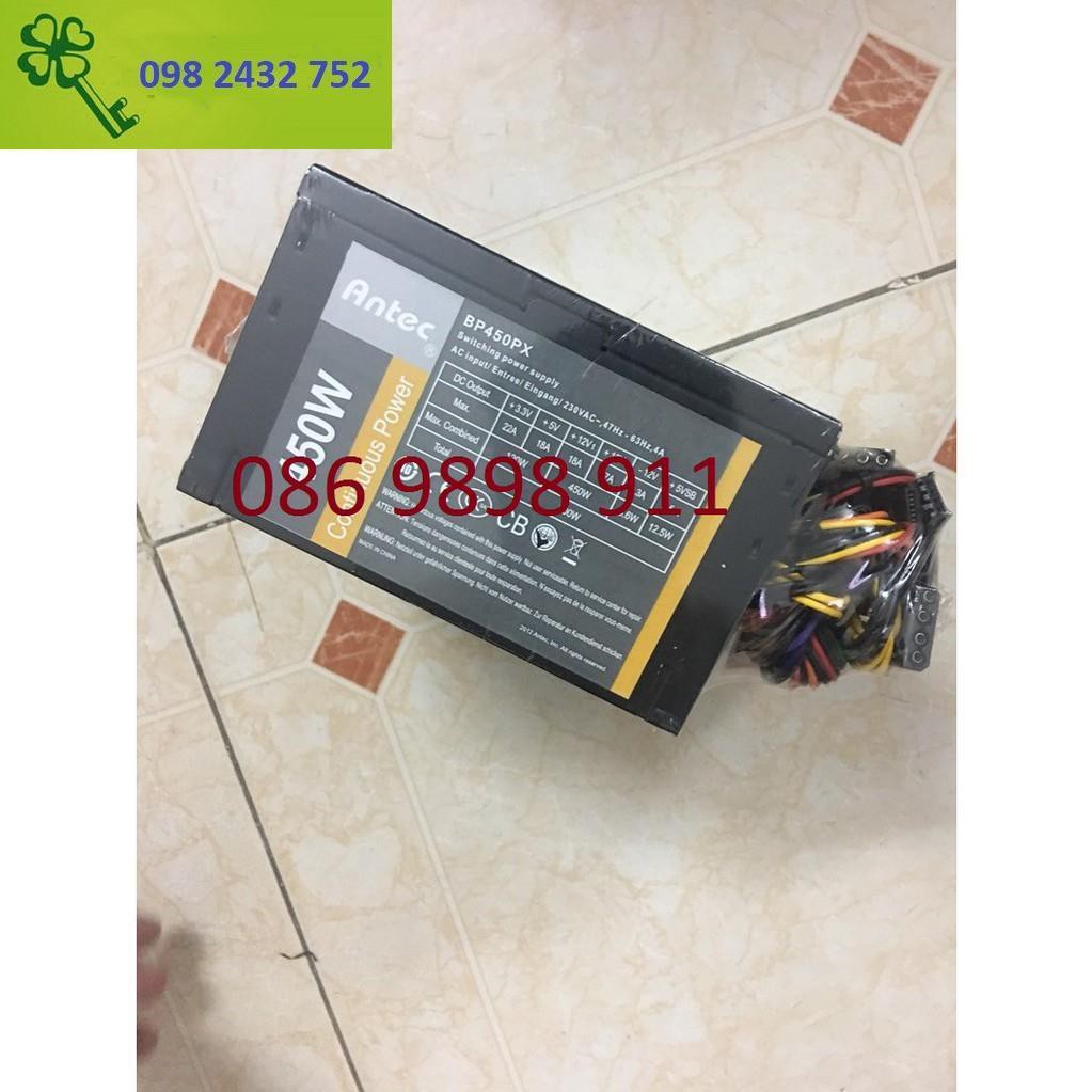 nguồn antec 450w có nguồn phụ 6pin cân tốt vga, có đầu chuyển 8pin vga theo yêu cầu
