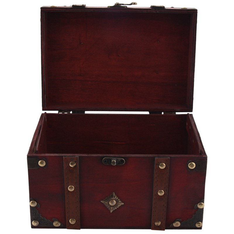 Retro Treasure Chest Vintage Wooden Storage Box Antique Style Jewelry Organizer for Jewelry Box Trinket Box Big