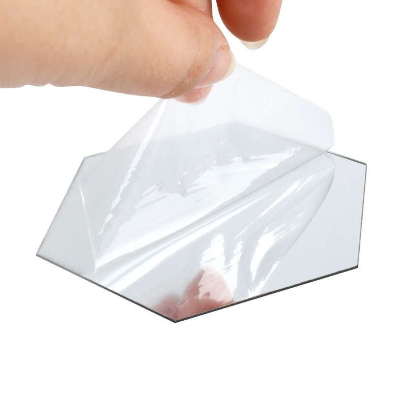 Miếng Dán Tường Trang Trí Nội Thất Phòng Khách Hình Lục Giác Bằng Acrylic Tráng Gương Màu Vàng/Bạc Có 2 Kích Cỡ