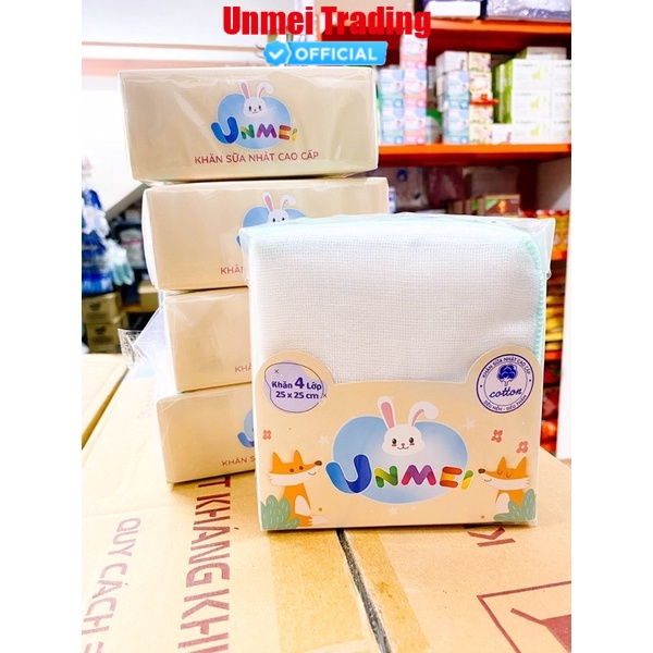 Bịch 1 Cái/10 cái Khăn Sữa Cao Câp 4 Lớp Unmei 25x25