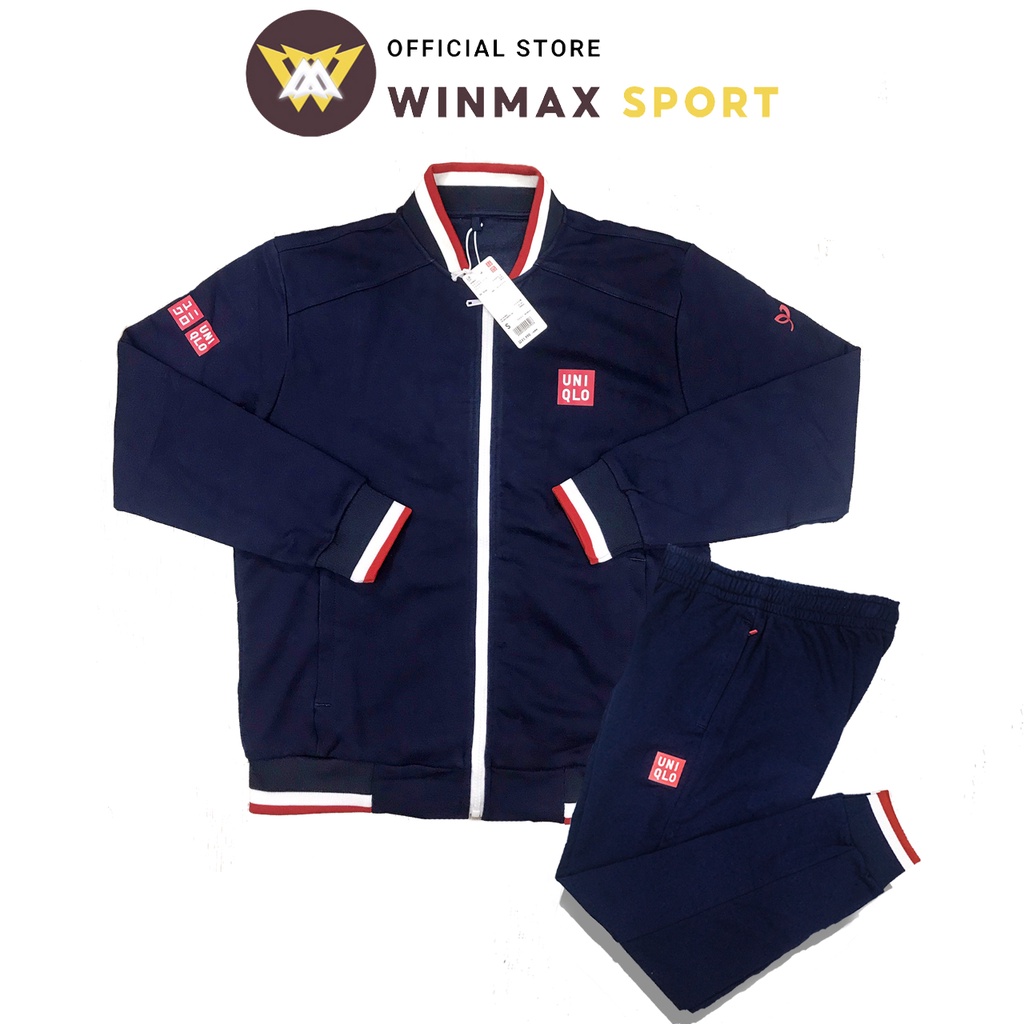 Bộ nỉ Uniqlo Djokovic Bomber Xanh Than US Open Trẻ Trung Năng Động Thời Trang Cao Cấp WinMax