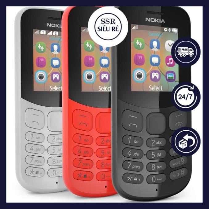 Điện thoại Nokia 130 2017 - 2SIM Chính Hãng - Điện thoại pin trâu giá rẻ - Kèm Pin + Sạc (LA165214)