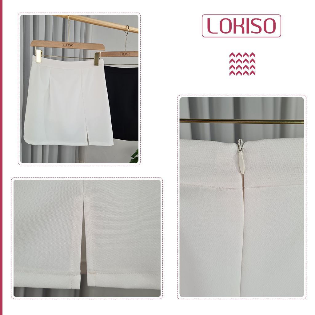 Chân váy chữ a ngắn xẻ tà lưng cao công sở đẹp LOKISO CV09