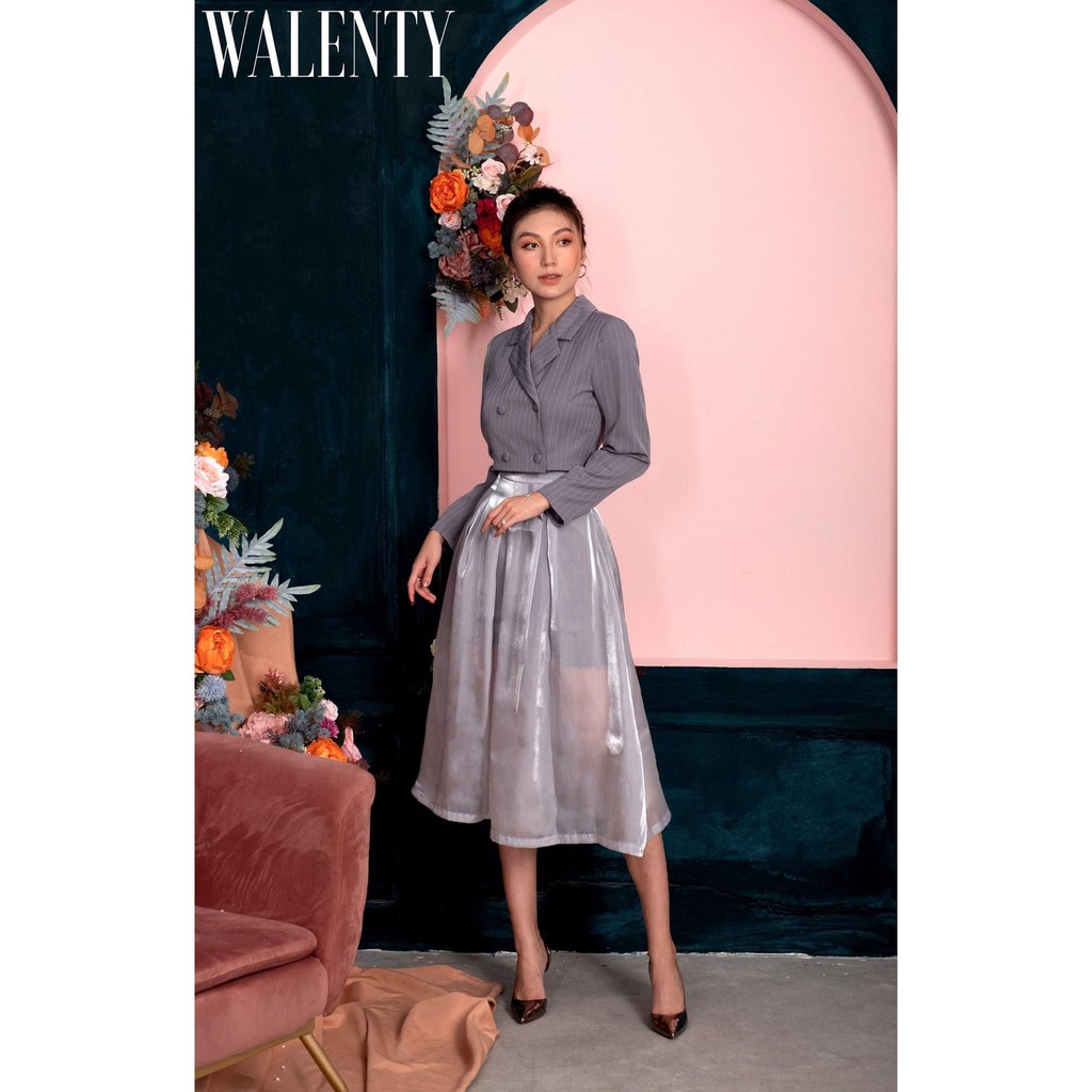 WALENTY - Aquamarine Cropped Double Blazer