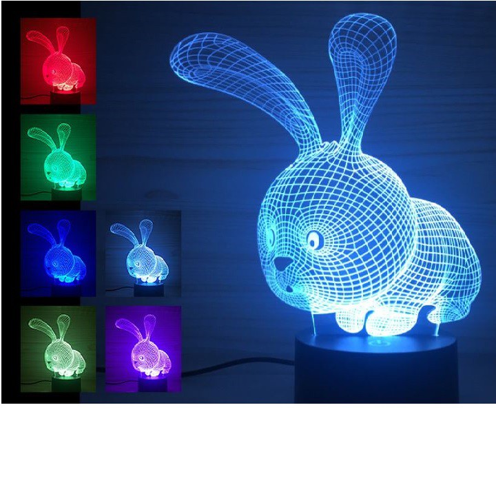 [7 màu] Led 3D Thỏ đáng yêu