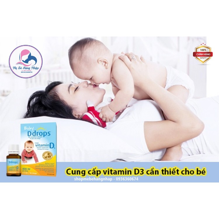 Baby Ddrops Vitamin D3 ddrop cho trẻ sơ sinh - 90 giọt Mỹ