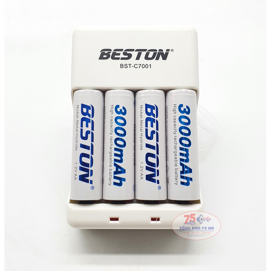 Combo 04 Pin và sạc AA BESTON 3000mAh - Pin sạc BESTON Pin mic không dây, camera, pin điều khiển
