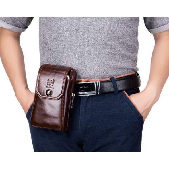 Túi đeo hông đựng điện thoại, túi đeo thắt lưng, túi đựng điện thoại da bò, có dây đeo chéo - Rockcow T15 | BigBuy360 - bigbuy360.vn