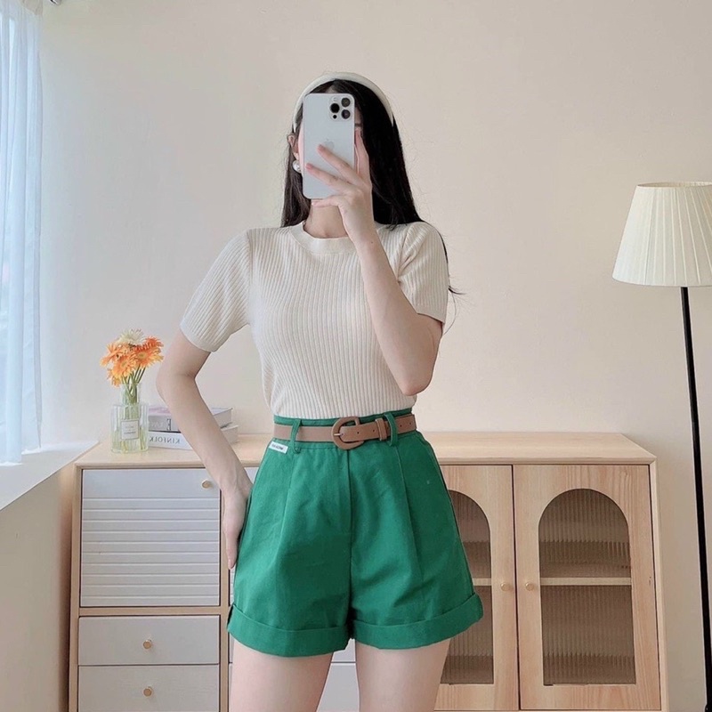 Áo len tăm cổ tròn,áo len tay cộc,áo len trơn hàng qc Mã 668