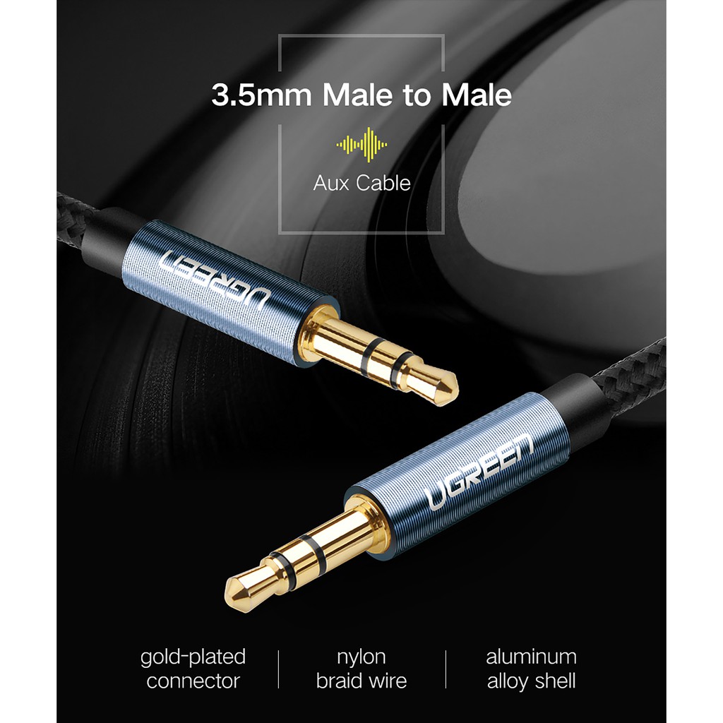 Cáp Audio 3.5mm Sợi Siêu Mỏng Cao Cấp UGREEN AV112 - Blue