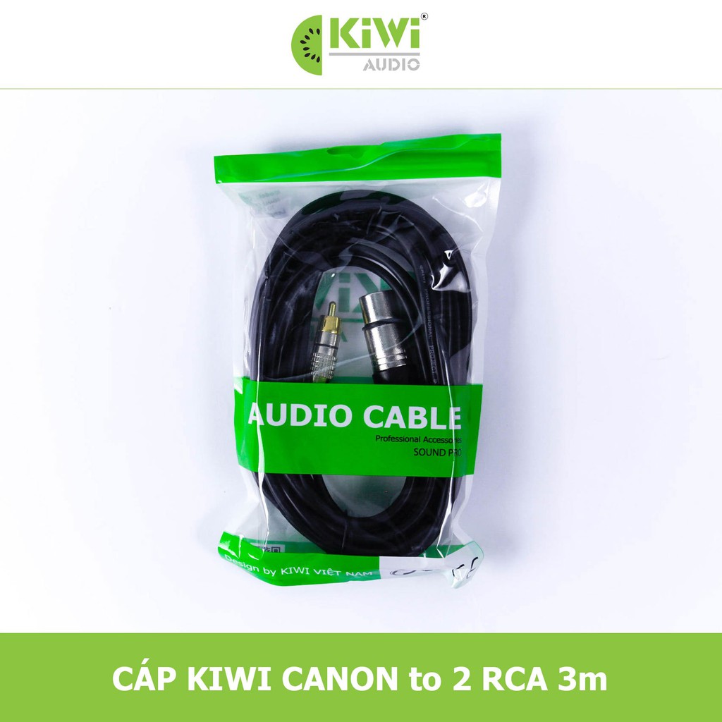 Dây canon âm ra 2 AV hoa sen Kiwi, dây audio lõi đồng