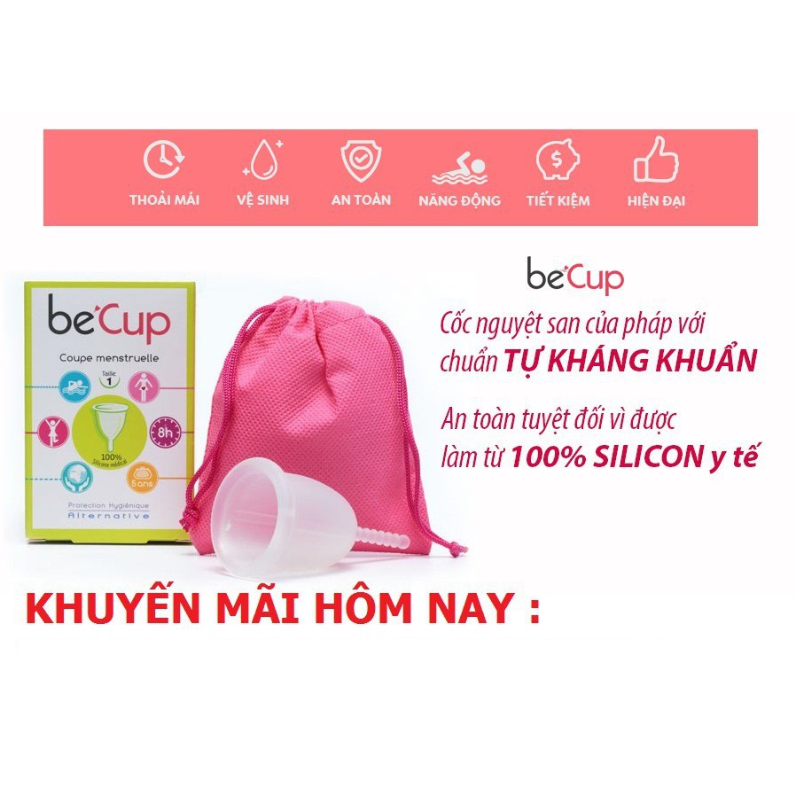 Cốc Nguyệt San Pháp Becup. Cốc kinh nguyệt mềm và dễ bung