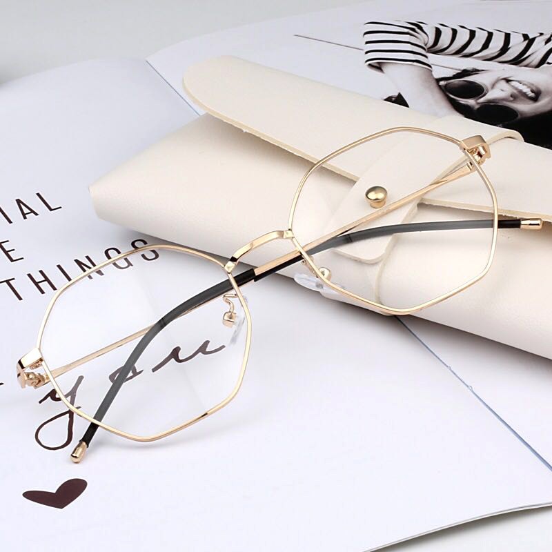 Mắt kính gọng kim loại chống ánh sáng xanh phong cách Retro thời trang